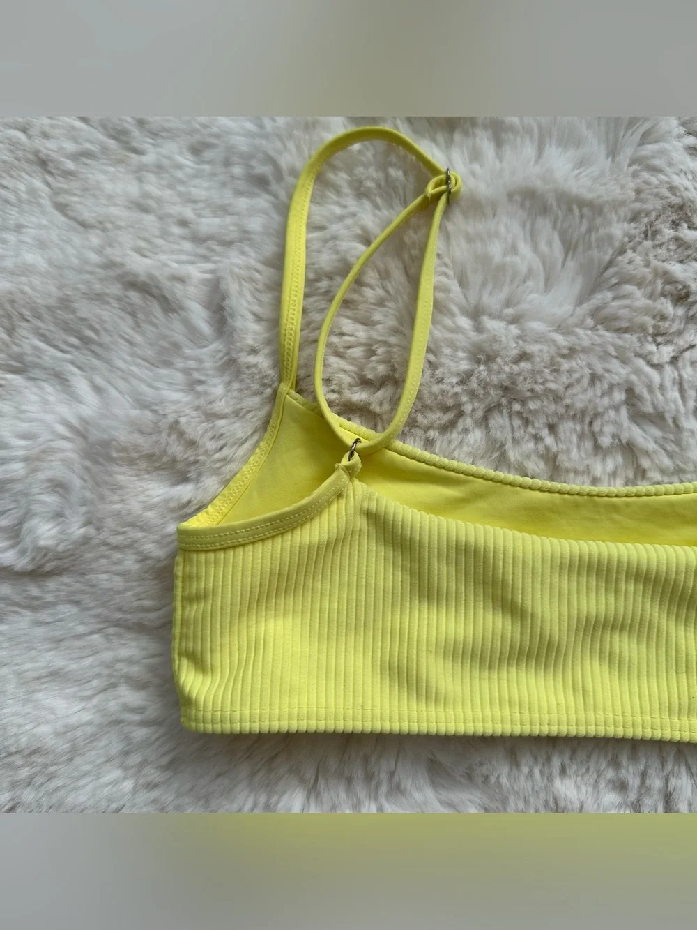 Frankie’s Bikinis Yellow Ribbed Bikini Top